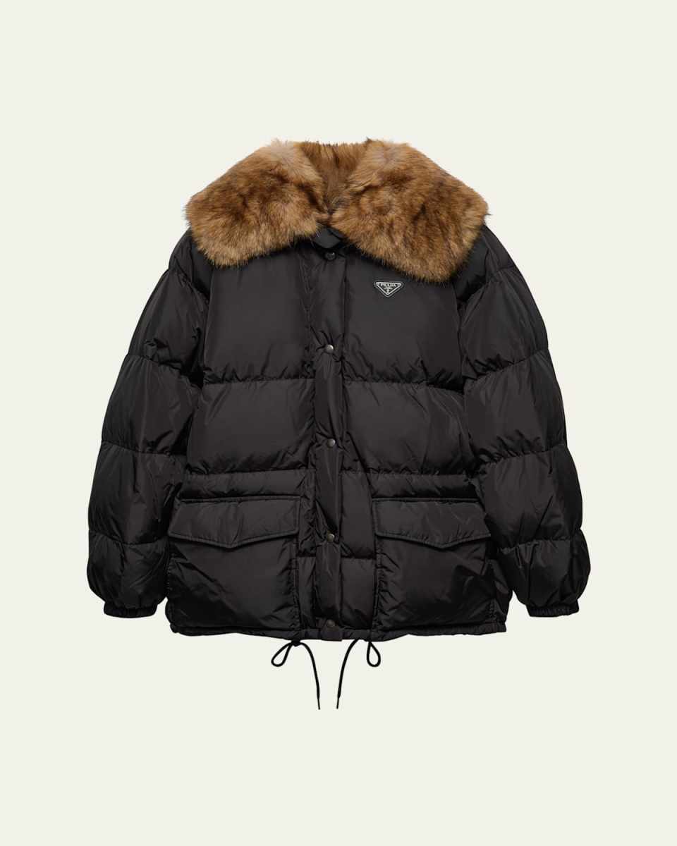 Puffer Jacket with Fur Collar